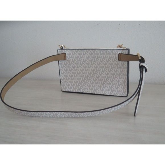 Michael Kors 554131C Sz Large Vanilla Sig. MK Logo PU Leather Waist Belt Bag - Picture 5 of 10